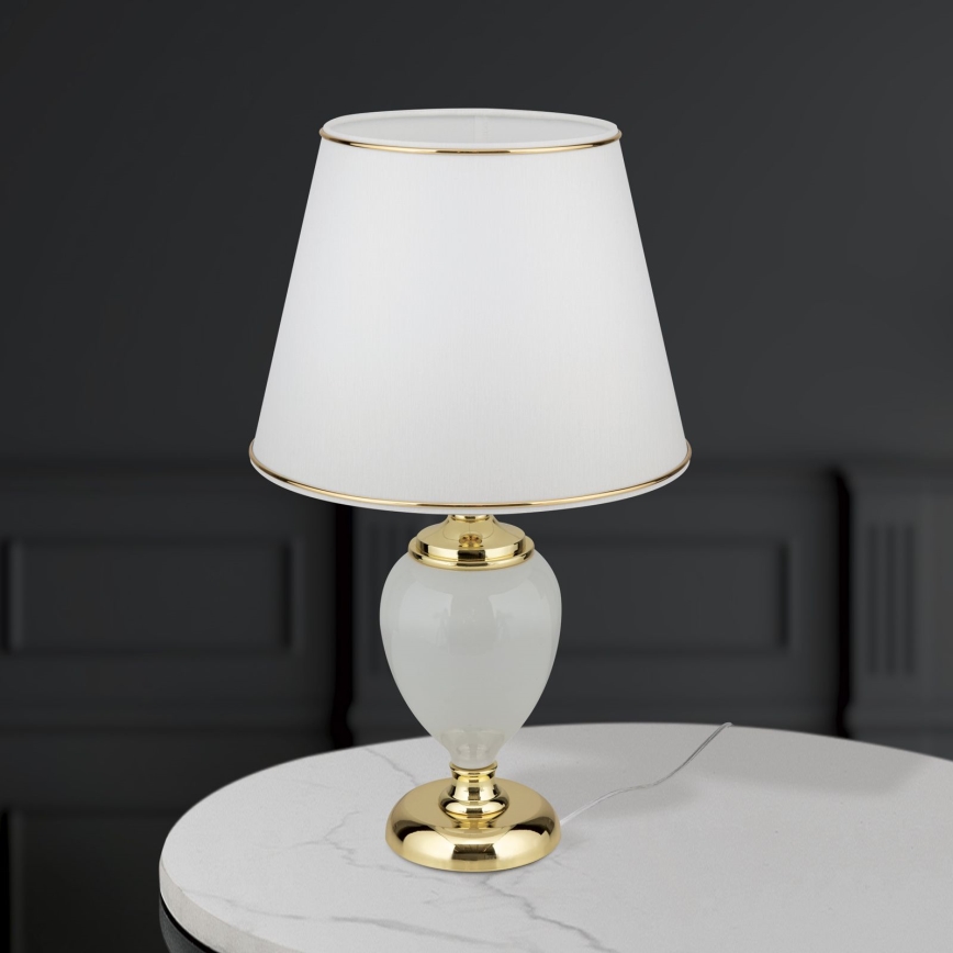 Bordslampa OVUM 1xE27/40W/230V 48 cm keramik vit/guld