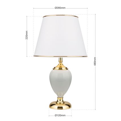 Bordslampa OVUM 1xE27/40W/230V 48 cm keramik vit/guld