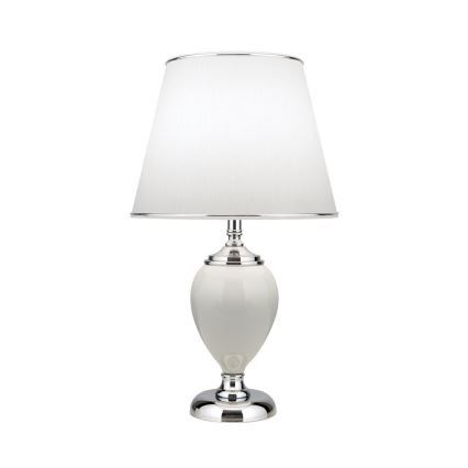 Bordslampa OVUM 1xE27/40W/230V 48 cm keramik vit/skinande krom