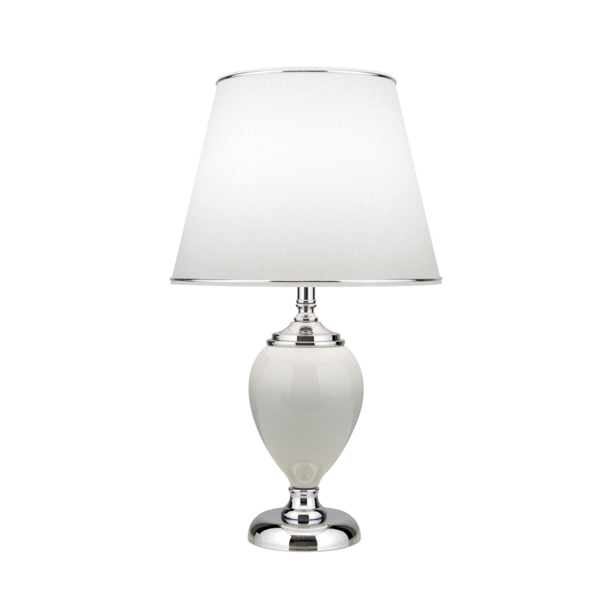 Bordslampa OVUM 1xE27/40W/230V 48 cm keramik vit/skinande krom