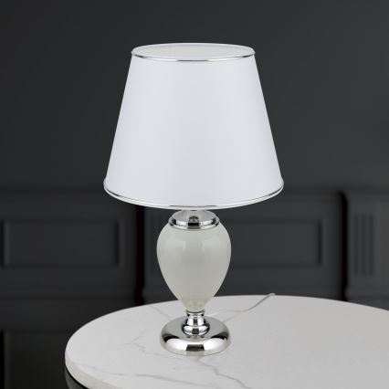 Bordslampa OVUM 1xE27/40W/230V 48 cm keramik vit/skinande krom