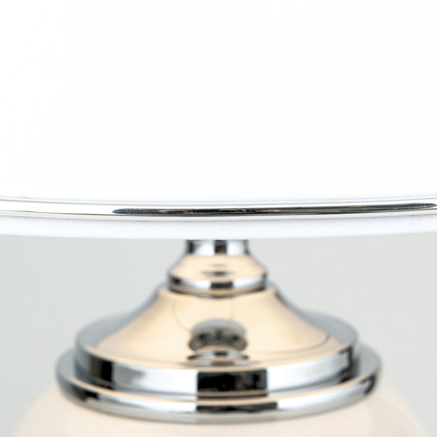 Bordslampa OVUM 1xE27/40W/230V 48 cm keramik vit/skinande krom