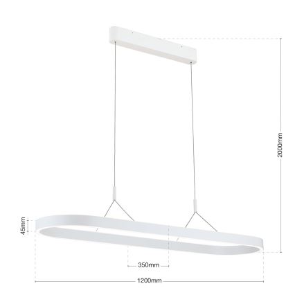 LED-pendel med vajer CARRARA LED/80W/230V 2700/3000/4000K vit