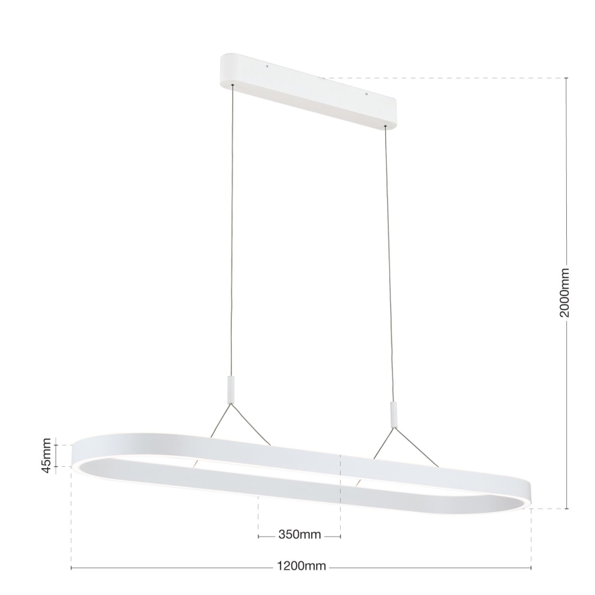 LED-pendel med vajer CARRARA LED/80W/230V 2700/3000/4000K vit