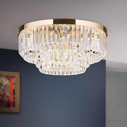 LED Ljusreglerad taklampa i kristall PRISM LED/80W/230V diameter 55 cm 24K guld