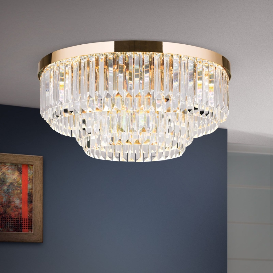 LED Ljusreglerad taklampa i kristall PRISM LED/80W/230V diameter 55 cm 24K guld