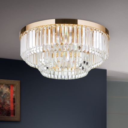 LED Ljusreglerad taklampa i kristall PRISM LED/80W/230V diameter 55 cm 24K guld