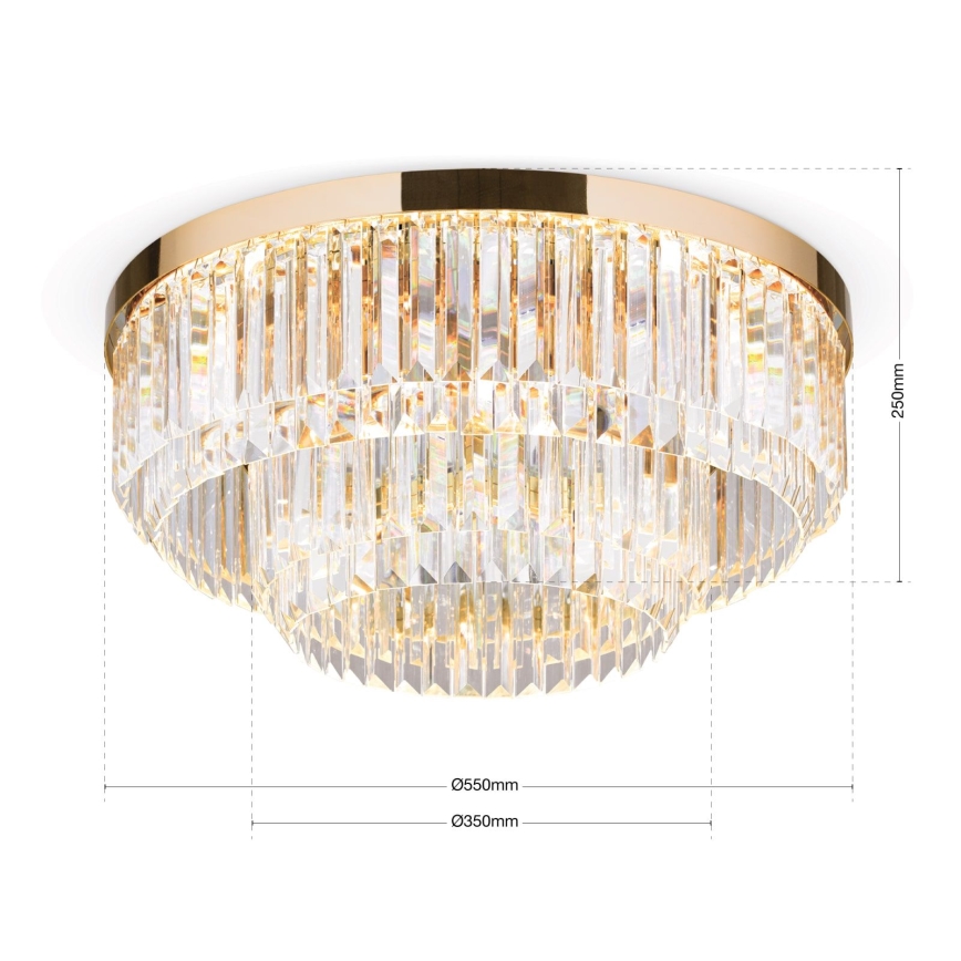 LED Ljusreglerad taklampa i kristall PRISM LED/80W/230V diameter 55 cm 24K guld