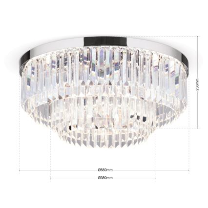 LED Ljusreglerad taklampa i kristall PRISM LED/80W/230V diameter 55 cm skinande krom