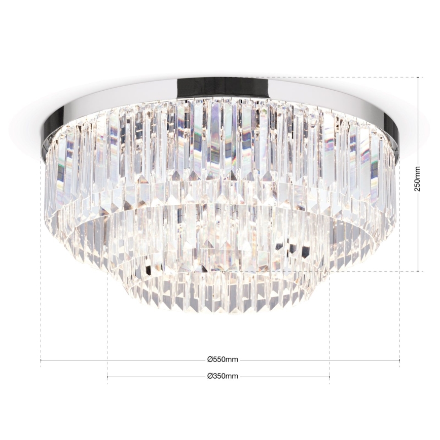 LED Ljusreglerad taklampa i kristall PRISM LED/80W/230V diameter 55 cm skinande krom