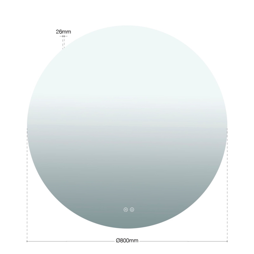 LED-badrumsspegel, uppvärmd, väggmonterad med belysning FOCUS LED/27W/230V 3000/4200/6000K Ø 80 cm IP44