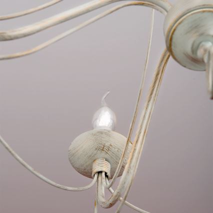 Ljuskrona på kedja VELA 5xE14/40W/230V diameter 60 cm vit/guld/patina