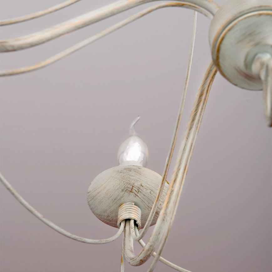 Ljuskrona på kedja VELA 5xE14/40W/230V diameter 60 cm vit/guld/patina