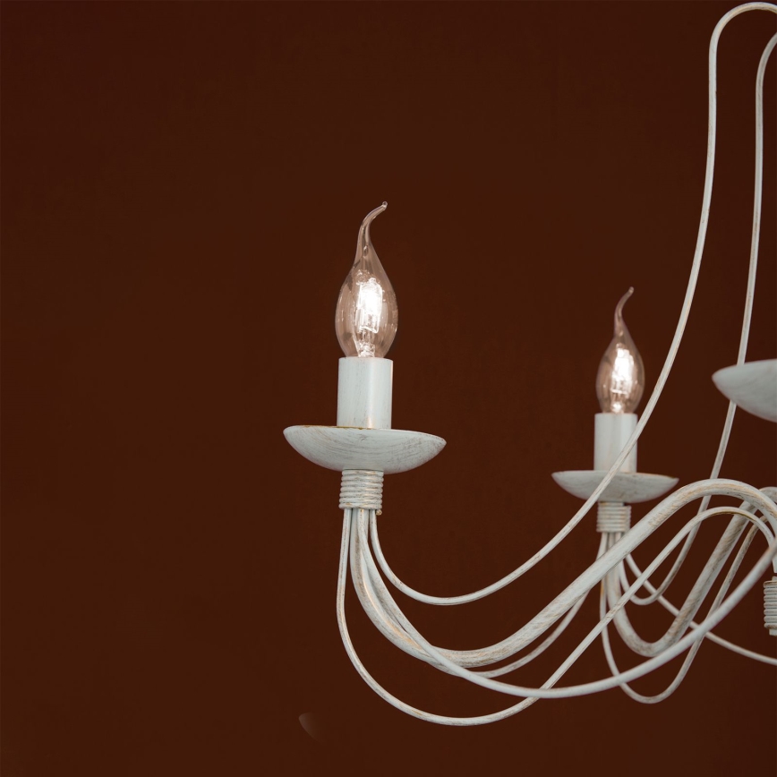 Ljuskrona på kedja VELA 5xE14/40W/230V diameter 60 cm vit/guld/patina