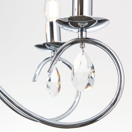 Ljuskrona i kristal med kedja ALESSIA 5xE14/40W/230V skinande krom