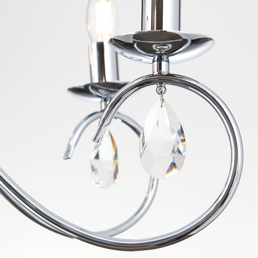 Ljuskrona i kristal med kedja ALESSIA 5xE14/40W/230V skinande krom