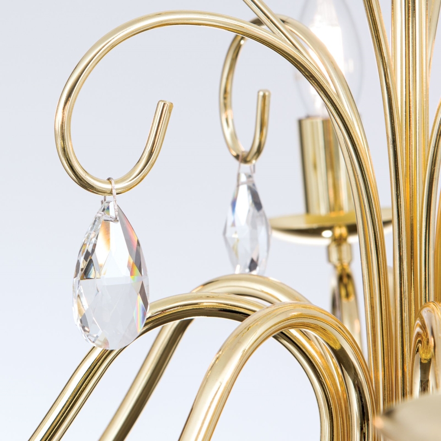 Ljuskrona i kristal med kedja ALESSIA 8xE14/40W/230V guld