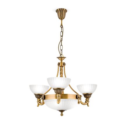 Ljuskrona på kedja ROCCA 6xE27/60W/230V diameter 64 cm brons/vit