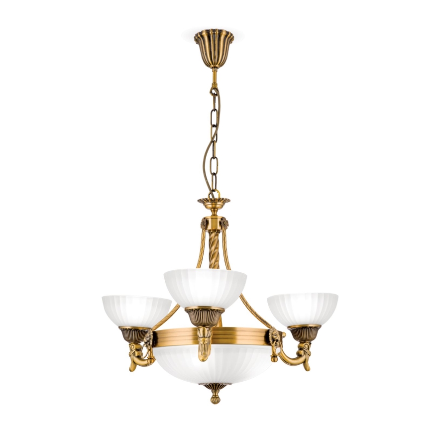 Ljuskrona på kedja ROCCA 6xE27/60W/230V diameter 64 cm brons/vit