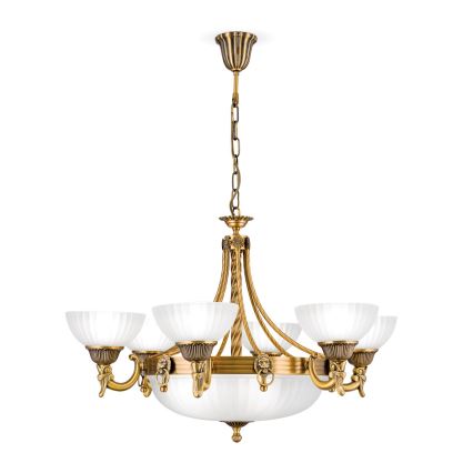 Ljuskrona på kedja ROCCA 9xE27/60W/230V diameter 75 cm brons/vit