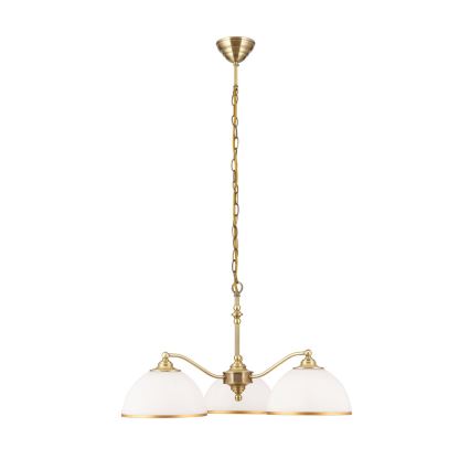 Ljuskrona på kedja OLD LAMP 3xE27/40W/230V diameter 65 cm vit/mässing