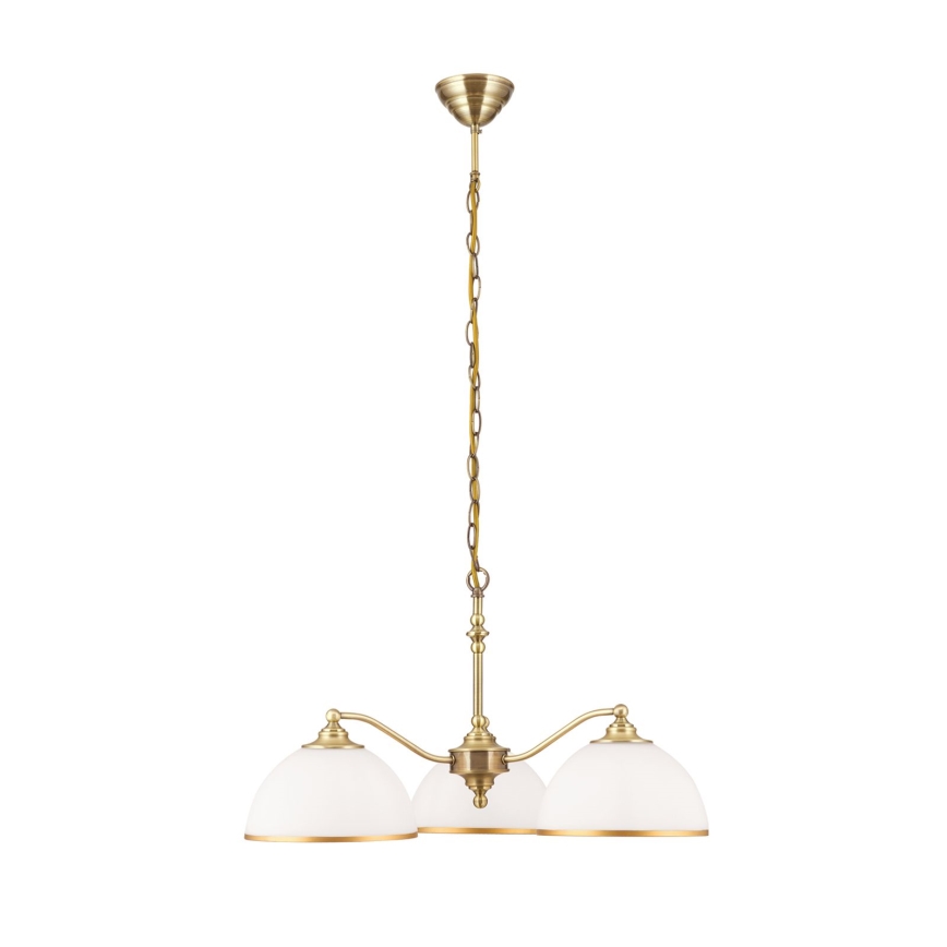Ljuskrona på kedja OLD LAMP 3xE27/40W/230V diameter 65 cm vit/mässing