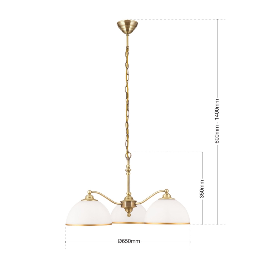 Ljuskrona på kedja OLD LAMP 3xE27/40W/230V diameter 65 cm vit/mässing