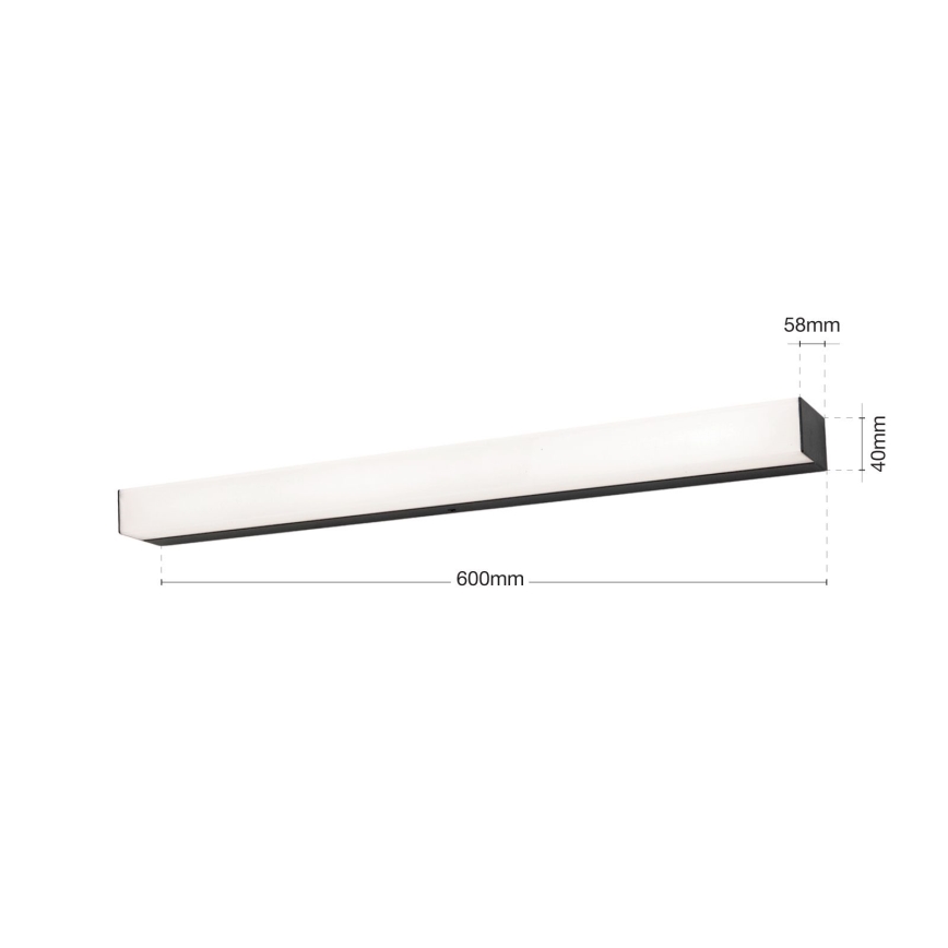 Badrumsspegel med LED-belysning HORIZON LED/12W/230V 3000/4000K 60 cm IP44 svart