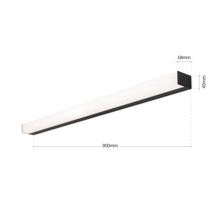 Badrumsspegel med LED-belysning HORIZON LED/18W/230V 3000/4000K 90 cm IP44 svart