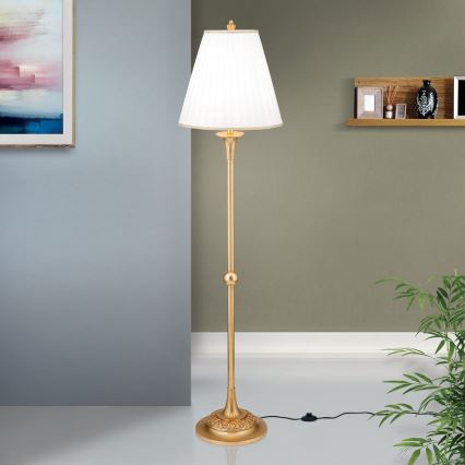 Golvlampa FONSA 1xE27/60W/230V vit/guld