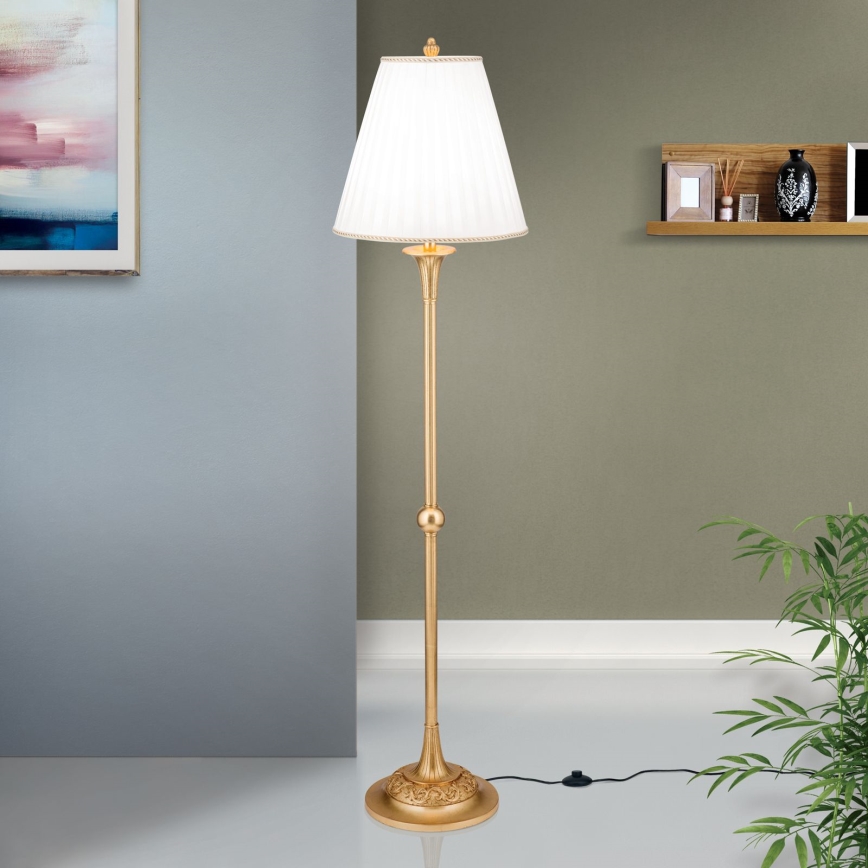 Golvlampa FONSA 1xE27/60W/230V vit/guld