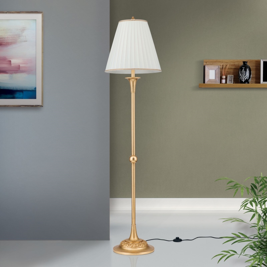 Golvlampa FONSA 1xE27/60W/230V vit/guld