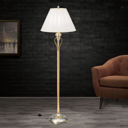 Golvlampa TIZIA 1xE27/60W/230V vit/guld/patina