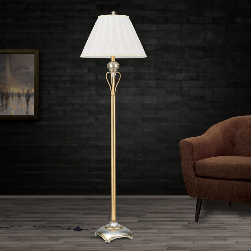 Golvlampa TIZIA 1xE27/60W/230V vit/guld/patina