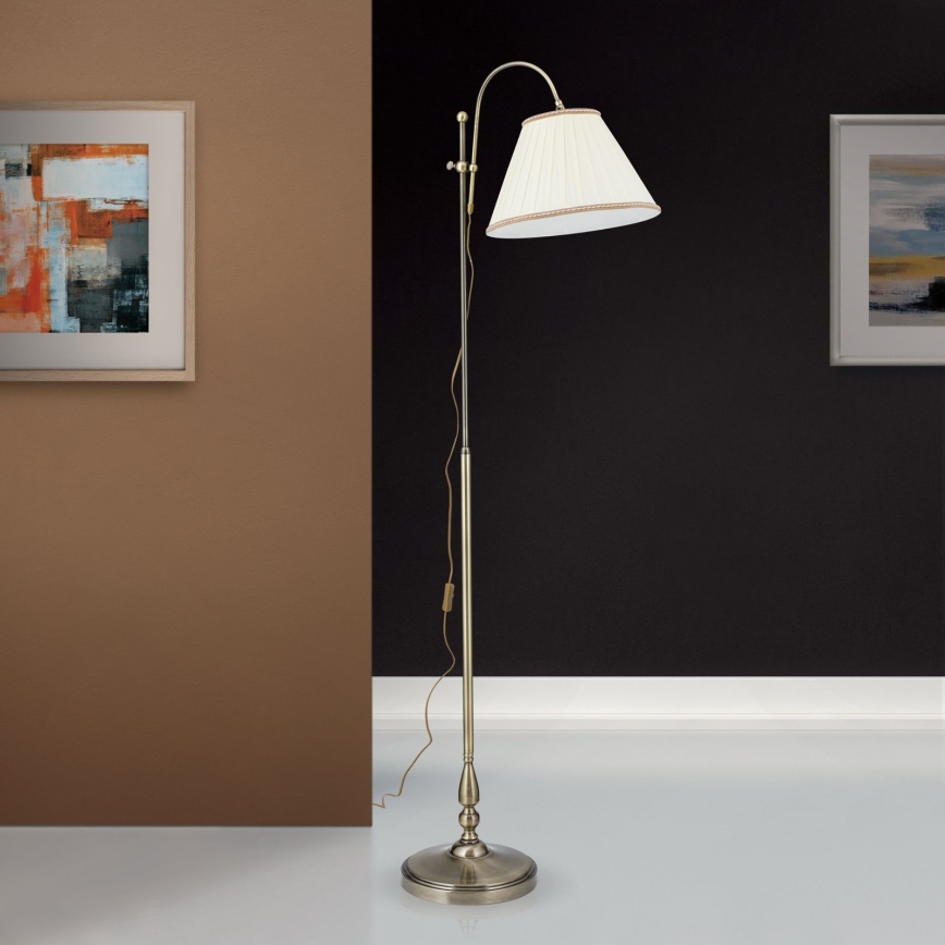 Golvlampa TONIA 1xE27/60W/230V 183 cm vit/brons
