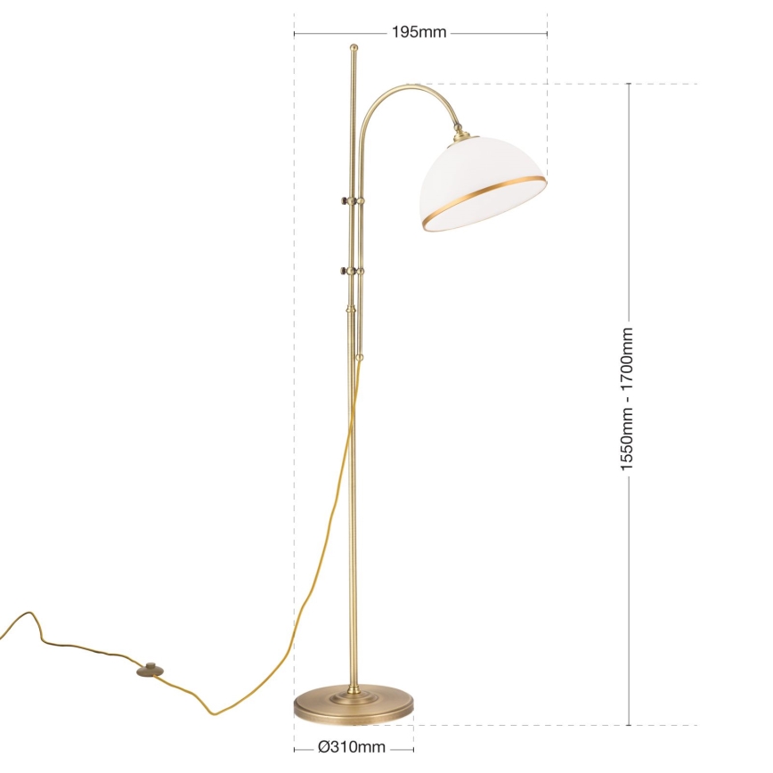 Golvlampa OLD LAMP 1xE27/40W/230V vit/mässing