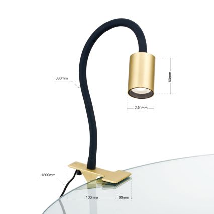 LED Flexibel bordslampa med klämma KURT LED/5W/230V guld