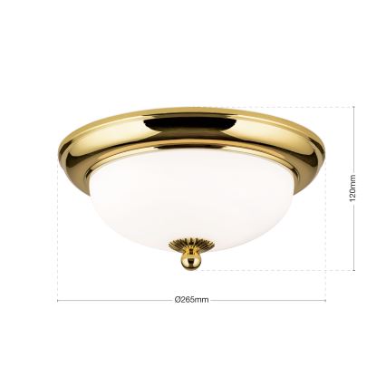 Taklampa EMPIRA 2xE14/40W/230V Ø 26,5 cm, guld