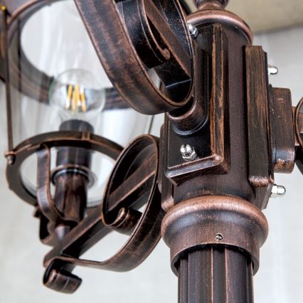 Utomhuslampa KENZO 3xE27/100W/230V IP44 brons/patina
