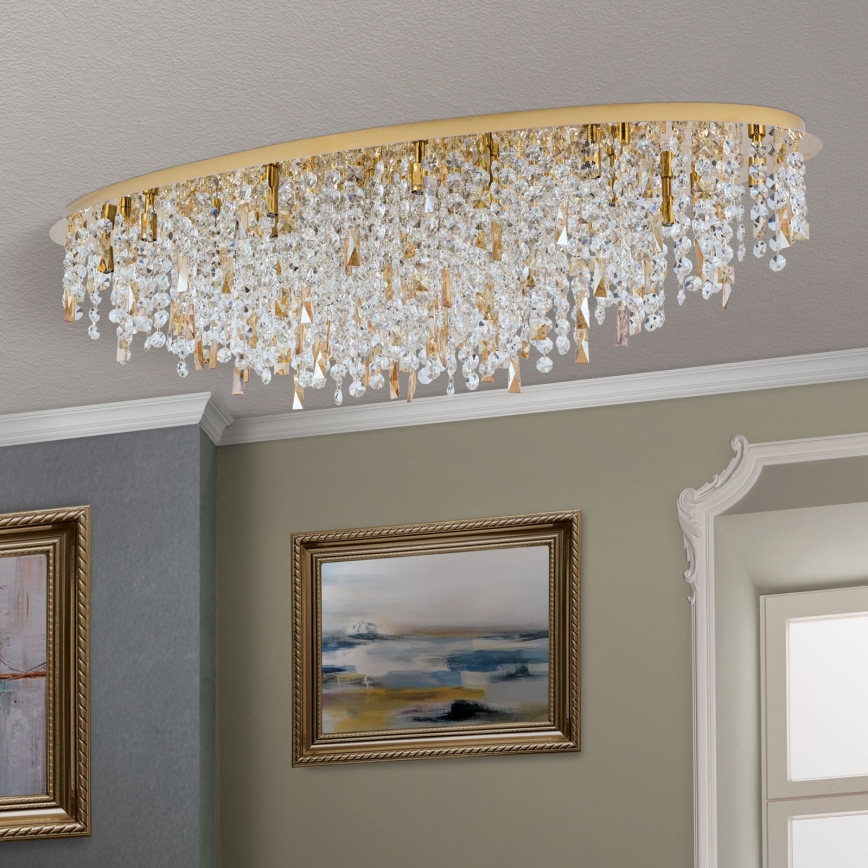 Vägglampa i kristall CRYSTALRIVER 21xG9/40W/230V guld