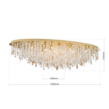 Vägglampa i kristall CRYSTALRIVER 21xG9/40W/230V guld