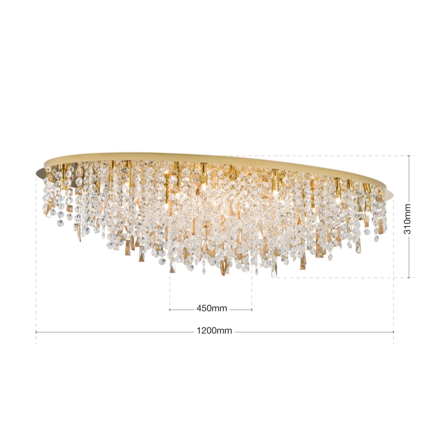 Vägglampa i kristall CRYSTALRIVER 21xG9/40W/230V guld