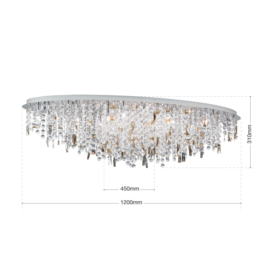 Vägglampa i kristall CRYSTALRIVER 21xG9/40W/230V skinande krom