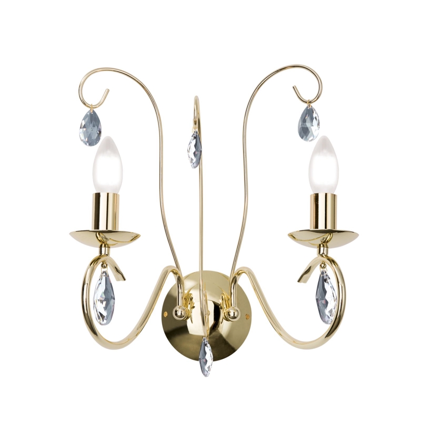 Vägglampa i kristall ALESSIA 2xE14/40W/230V guld