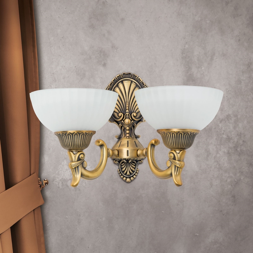 Vägglampa ROCCA 2xE27/60W/230V brons/vit