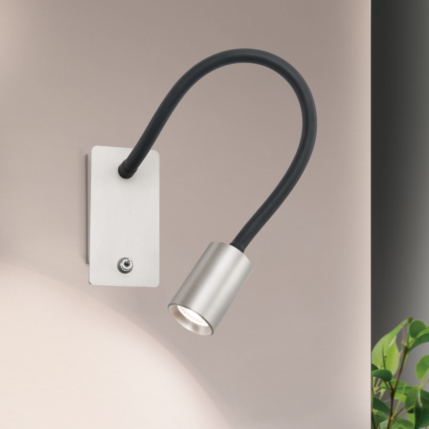 LED Flexibel liten vägg lampa KURT LED/5W/230V silver