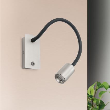 LED Flexibel liten vägg lampa KURT LED/5W/230V silver