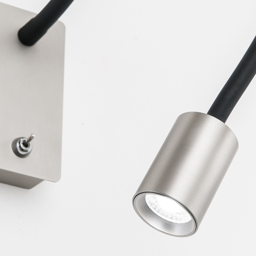 LED Flexibel liten vägg lampa KURT LED/5W/230V silver