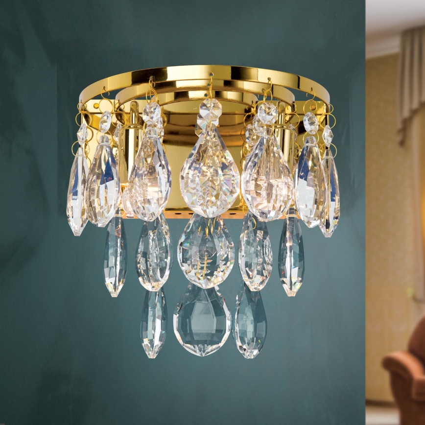 Vägglampa i kristall CELESTE 2xG9/40W/230V guld