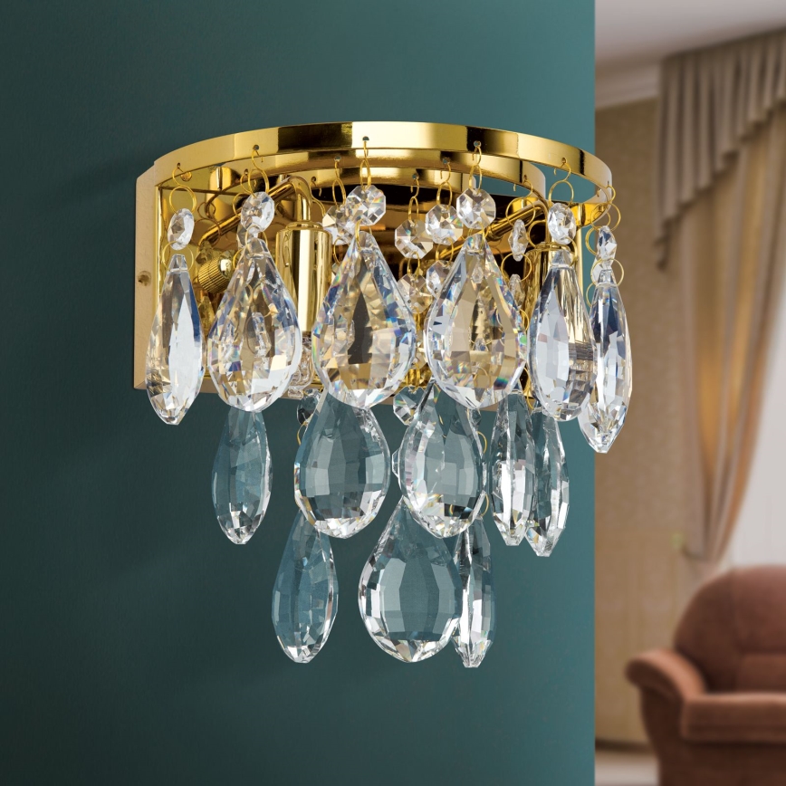 Vägglampa i kristall CELESTE 2xG9/40W/230V guld